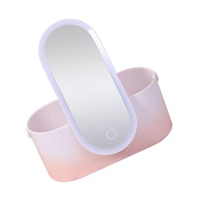 ADOCARN Cosmetics Storage Organizer with Led Mirror Portable Makeup Box Rotating Design Premium Abs Material for Home Travel Makeup