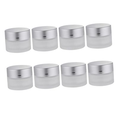 VICASKY 5G Frosted Glass Cream Jar 8 Pack Mini Cosmetic Sample Containers Lids for Travel and Daily Use