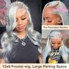 13x6 Grey Lace Front Wigs Human Hair 180% Density Straight 13x6 HD Transparent Lace Frontal Human Hair Wig for Black Women Natural Gray Silver Glueless Wigs Brazilian Virgin Remy Pre Plucked 18 Inch view 4