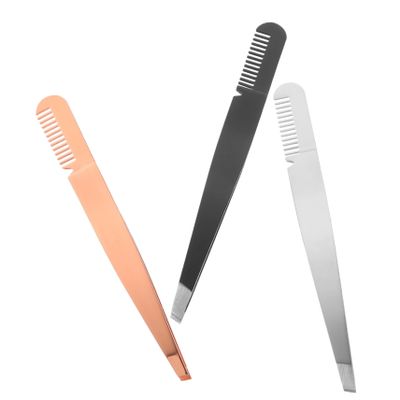 KESYOO 3pcs Kit Tweezer Comb Eyebrow Tweezers Eyebrow Clamps for Lash Tweezing Eyelash Tweezing