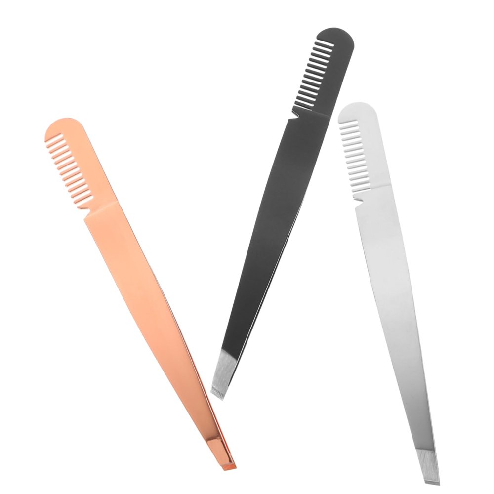 KESYOO 3pcs Kit Tweezer Comb Eyebrow Tweezers Eyebrow Clamps for Lash Tweezing Eyelash Tweezing