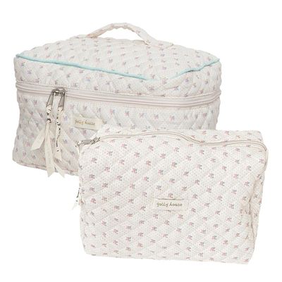 Aikimfuly 3pcs Makeup Bag Cosmetic Bag for Women Large Travel Quilted Makeup Organizer Bags Cute Floral Toiletry Bag Set (Style 3)