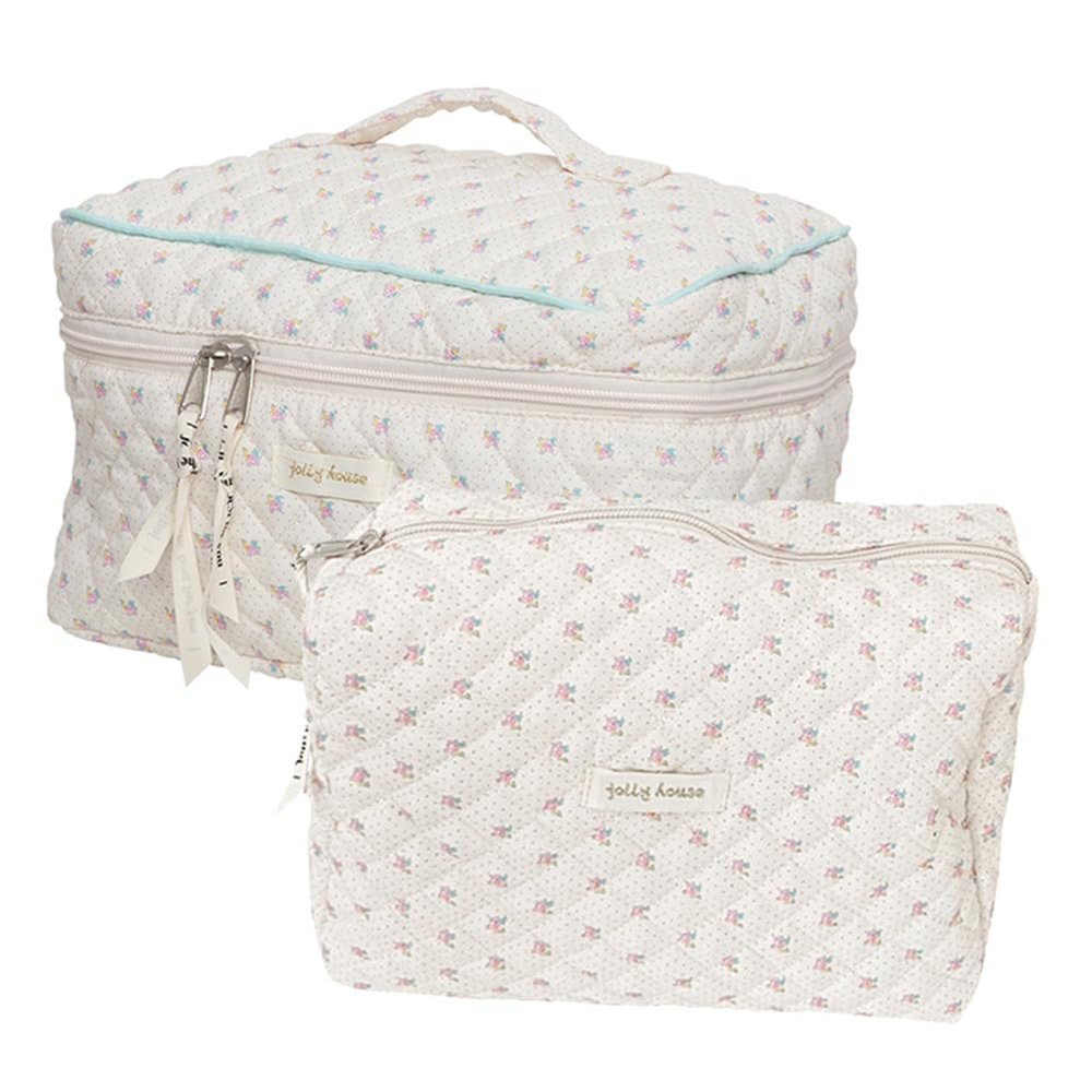 Aikimfuly 3pcs Makeup Bag Cosmetic Bag for Women Large Travel Quilted Makeup Organizer Bags Cute Floral Toiletry Bag Set (Style 3)