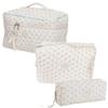 Aikimfuly 3pcs Makeup Bag Cosmetic Bag for Women Large Travel Quilted Makeup Organizer Bags Cute Floral Toiletry Bag Set (Style 1) view 1