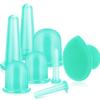 BBTO Silicone Facial Cupping Set, Vacuum Massage Cup Kit for Body, Face, Neck, Back, and Eye, 6 Cups and Exfoliating Brush (Mint Green) view 1