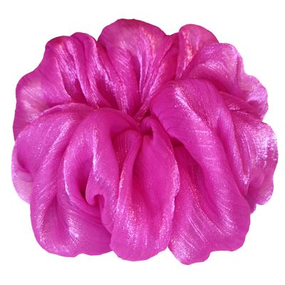 22 Colors Available, Shiny Organza Big Scrunchies for Hair, large Ponytail Holder, Cute Birthday Gift for Women Girl Teen, Holiday Accessory (Bright Pink)