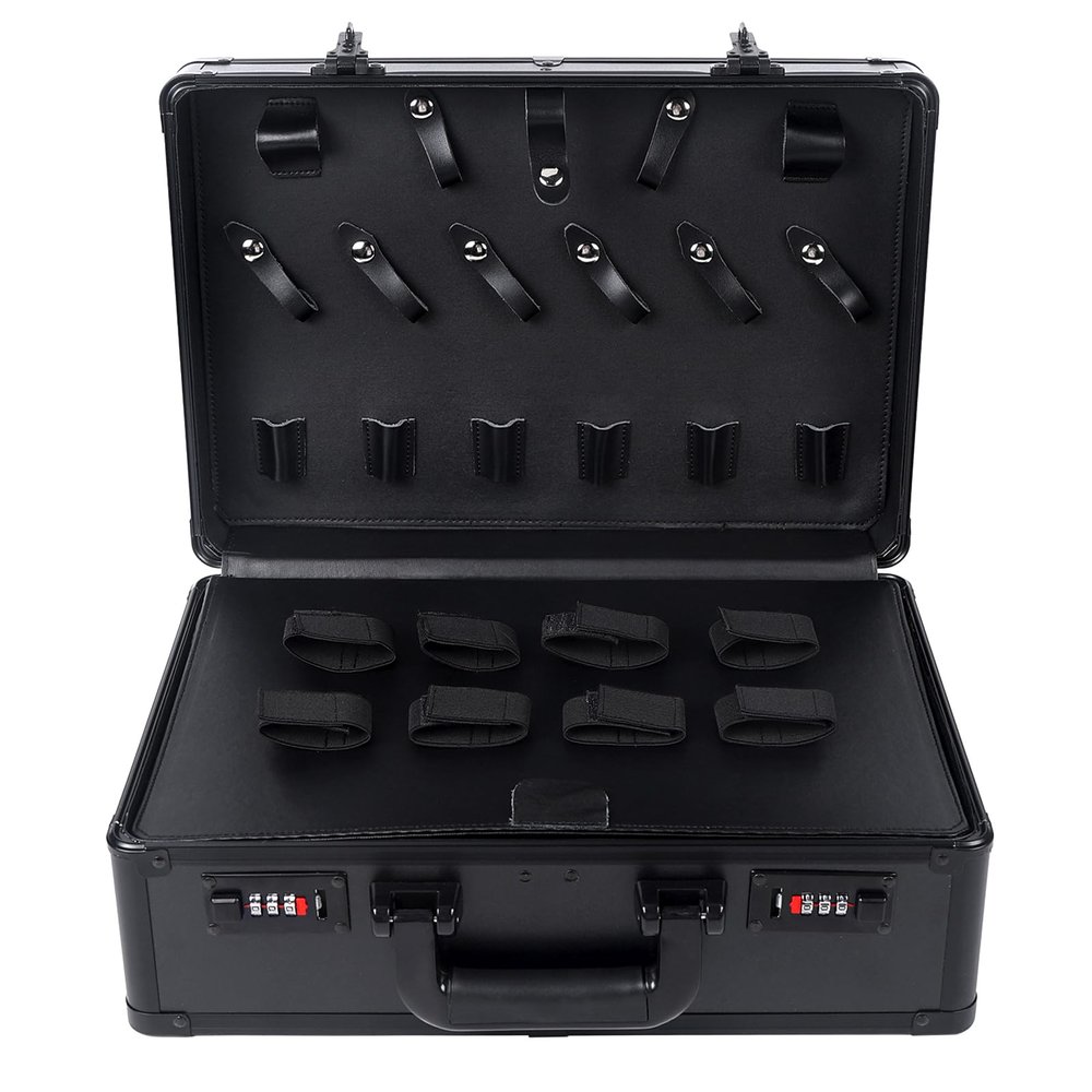 JLYNOWPT Barber Case Aluminum Alloy Frame Knot Barber Box with Code Lock and Portable Handle,Clipper Case Clippers and Supplies for Barbers, Manicurists, Beauticians