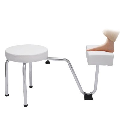 Adjustable Pedicure Foot Rest St-ool Chair w/PVC Pad,Beauty Nail Salon Pedicure Stool,Leg Rest Pedicure Foot Rest Stand Portable Spa Pedicure Stool w/Footrest for Nail Tech,Manicure Use Black (White)