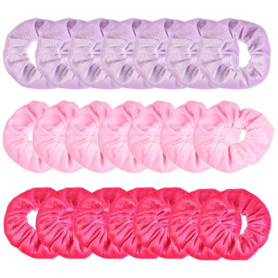 21PCS Pink Velvet Hair Scrunchies, Scrunchy Hair Ties Ropes, Premium Velvet Soft Hair Scrunchy Bulk, Valentine's Day Thick Elastic Bands, Solid Color Classic Ponytail Hair Accessories for Women Gifts