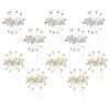 10PCS Pearl Floral Hair Pins, Crystal Golden Hair Pins, Rhinestone Bride Wedding Pins, Bridal Floral Leaf Head Dress, Hair Accessories for Women Bride view 1