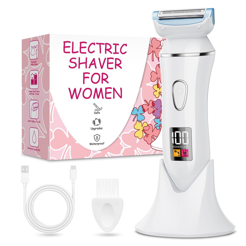 Electric Shaver for Women, Gifts for Women, Electric Razor for Womens, Rechargeable Wet DryLady Hair Remover,IPX7 Waterproof, Shaver for Legs (Blue)