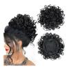 Bun, Drawstring Curly Bun Synthetic Chignon Hairpiece For Women Drawstring Ponytail Kinky Curly Tail Clip Hair Extensions for Women(Black) view 1