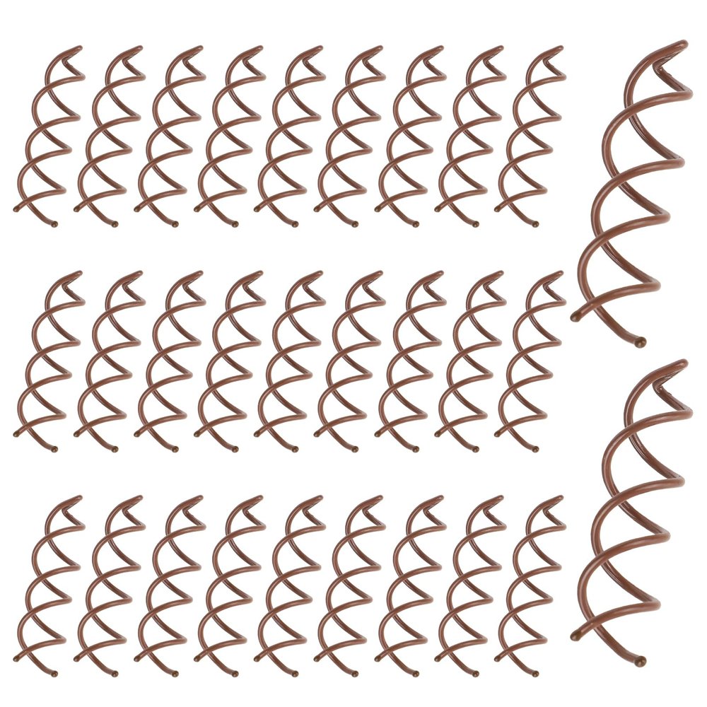 30PCS Spin Pins for Hair,1.96" Brown Spiral Hair Pins Non-Scratch Round Clip & Bun Twist Barrette Spin Pin Twist Screw Hairs for Women Spiral Bobby Pin