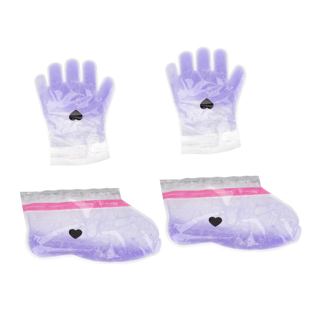 Gogogmee 2pairs Lavender Wax Therapy Hand and Feet Covers Spa Paraffin Wax Glove Set for Home Care Moisturizing and Hydrating Treatment for Soft Skin