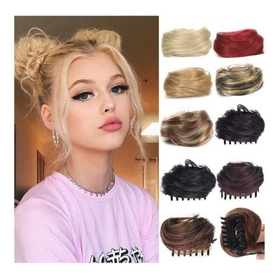 Bun, Realistic Bun Hairpiece with Mini Claw Clip Effortless Womens Styling for Women(Brown white)