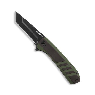 OUTDOOR EDGE Razor VX4 3" Replaceable Blade Folding Knife Black Tanto Blade Black G10 Over Green Handle Reversible Clip EDC, Outdoor & Survival