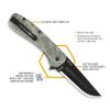 OUTDOOR EDGE RAZOR VX1 | Topo Map Etching | Replaceable Blade EDC Folding Pocket Knife | 3" Stainless Blade, Green Anodized Aluminum Handle, Reversible Pocket Clip | Cool Knife for Men view 4