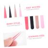 DECOMELODY 4pcs Eyebrow Clip Slanted Tweezers Stainless Steel Brow Shaper Makeup Tool Kit view 2