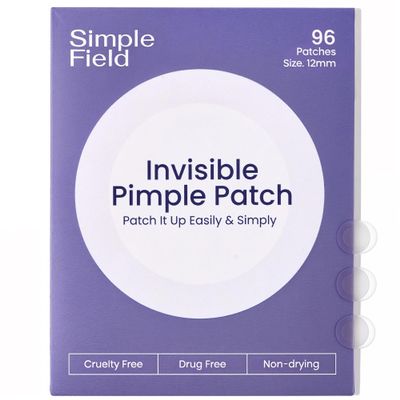 SimpleField Pimple Patches for Face (96 Count). Invisible Hydrocolloid Acne Patch for Blemishes, Zits, and Breakouts. Easy-to-Use Spot Cover for Day & Night, One Size - Medium (12mm)