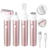 4-in-1 Electric Razor Wet Dry Dual Use Womens Electric Shaver Bikini Trimmer, Facial Hair Remover, Nose Hair & Eyebrow Trimmer (Pink) view 2
