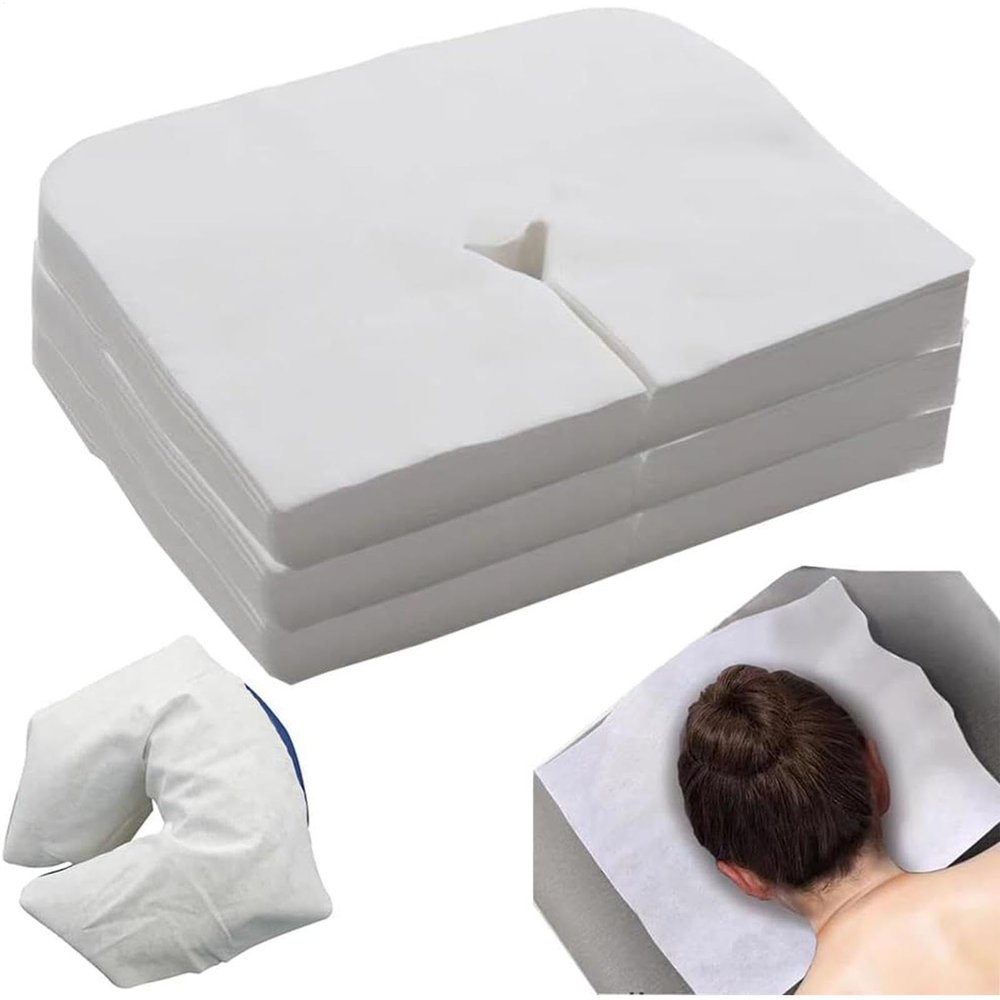 Face Cradle Covers, 100 Massage Headrest Covers, Soft Face Rest Cover, Non-Sticking Headrest Cover, Non-Woven Fabric Beauty Bed Faces Coverss