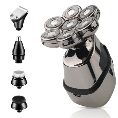 7D Head Shavers for Bald Men - 5 in 1LED Display Detachable Head Razor - Beard & Nose Trimmer - Cordless Rechargeable IPX7 Waterproof Grooming Kit with Hair & Facial Cleaning Brushes