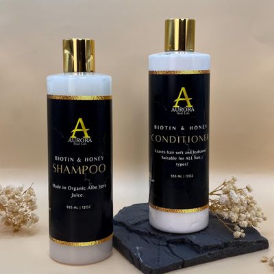 Aurora Hair Lab Biotin and Honey Shampoo and Conditioner Combo 12oz Shampoo and Conditioner Set