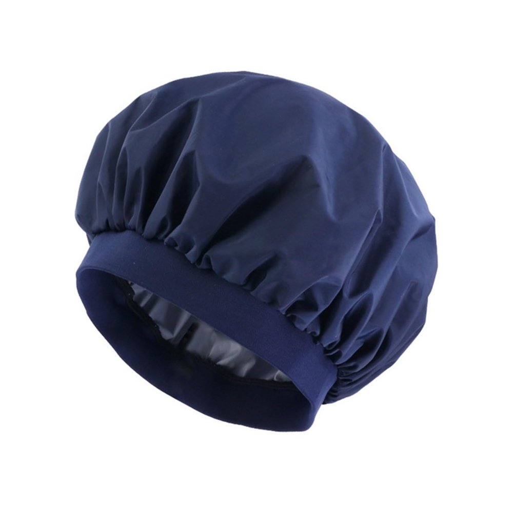 1pcs Women Waterproof Bath Hat Elastic Shower Hair Covers Bathing Caps Beanie Beauty Perm Cap Hair Bathroom(Blue)