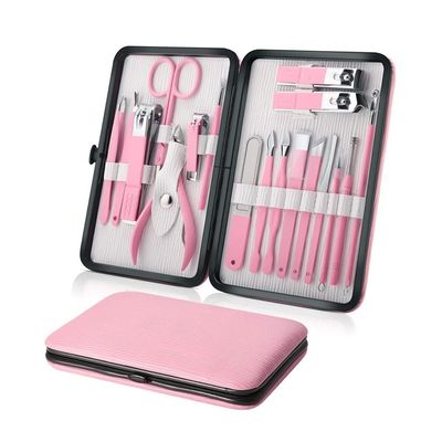 JKSVTF Stainless Steel Manicure Pedicure Kit Nail Clipper Set Foot Care Cutter 18 in 1 with Portable Case (C 4.09 * 6.06in)