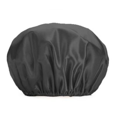 1pcs Shower Cap Bathing Reusable Shower Caps Long Hair Double Layers Silky Satin Waterproof Extra Large(Black)