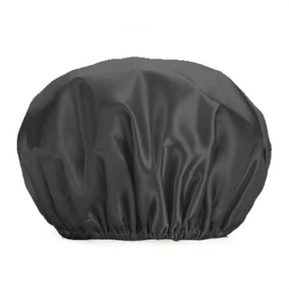 1pcs Shower Cap Bathing Reusable Shower Caps Long Hair Double Layers Silky Satin Waterproof Extra Large(Black)