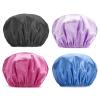 1pcs Shower Cap Bathing Reusable Shower Caps Long Hair Double Layers Silky Satin Waterproof Extra Large(Black) view 2