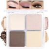 4 Colors Beige Nude Brown Pink Yellow Eye Shadow Powder Palette Makeup, Neutral Travel Matte Shimmer Creme QuadsEyeshadow Palette for Women Highly Pigmented Waterproof, paleta de sombras de ojos 01 view 1