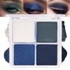 4 Colors Dark Peacock Green White Navy Sapphire Blue Eye Shadow Powder Palette Makeup, Highly Pigmented Waterproof Matte Shimmer Cream Quads Eyeshadow Palette for Women, paleta de sombras de ojos 08 view 1