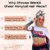 SEIKEA Cheer Ponytail Hair Piece, 10" Straight Tangle-Resistant Smooth Natural Cheerleader Hairpiece Ponytail Extension for Cheer Competition, Dance Black Brown with Dark Brown Highlights view 3