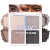 4 Colors Light Beige Gray Brown Black Eye Shadow Powder Palette Makeup, Neutral Matte Shimmer Cream Quads Eyeshadow Palette for Women Highly Pigmented Waterproof, paleta de sombras de ojos, Vegan, 07 view 1