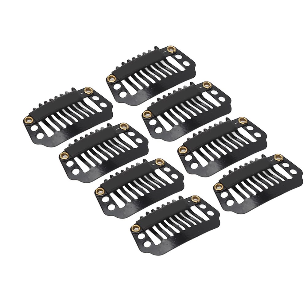 100PCS Wig Clips Windproof 8 Teeth Hair Extension Clips for Hat Fixing Black