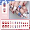 24Pcs Independence Press on Nails Almond Medium Square 4th of July Fake Nails Blue White Stripes Star ice Cream Pattern Five-Pointed Star Glitter Nail Tip Press On Cute French Nails Holiday Manicure view 2