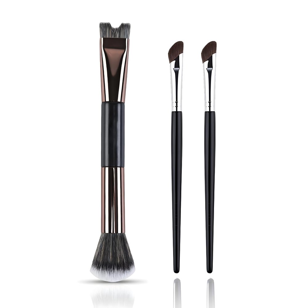 3pcs Nose Contour Brush U Shape,2-in-1 Dual Head Makeup Brush Nose Contour with 2 Pieces Sickle Type Nose Shadow Brush,for Sculpting and Defining