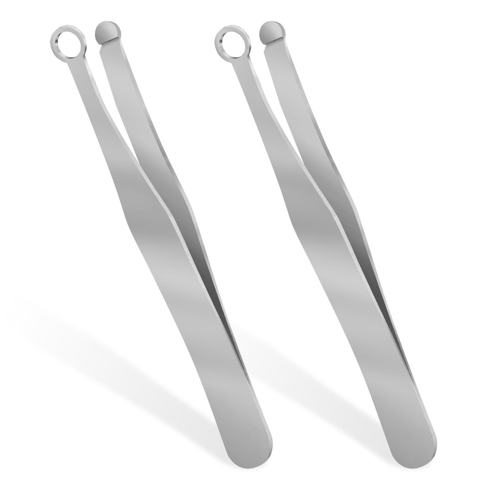 2 Pcs Universal Nose Hair Trimming Tweezers Stainless Steel Nasal Clippers for Men Women Manual Nose Hair Trimmer Round Tip Clipper for Noses Hair Brow Sideburns Body
