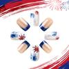 4th of July Press on Nails Short Square Fake Nails Independence Day Nail Art Fireworks Glitter Designs French Tip False Nails Press On Cute Stick on Nails Firework Silver Glitter Nails for Women 24Pcs view 4