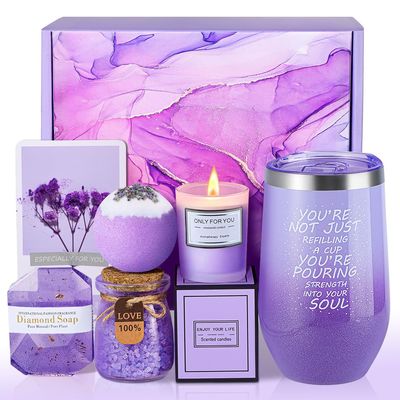 Birthday Gifts for Women - Christmas,Valentines Day,Birthday,Thanksgiving Day,Mothers Day Gifts - Unique Lavender Spa Basket Set Gift for Mom,Wife,Aunt,Daughter,Sister,Girlfriend,Her