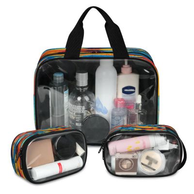 CNNINGYI Clear Makeup Bag, 3 Pcs of Translucent Cosmetic Bags Set, Transparent Fish Travel Makeup Pouch, Waterproof Cute Toiletry Bag for Women (Ocean Fish)