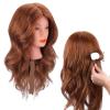 100% Real Hair Doll Head For Curling Straightening Dyeing Braiding Hairdressing Dark Brown Mannequin Head Training Head Kit view 2