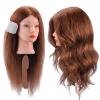 100% Real Hair Doll Head For Curling Straightening Dyeing Braiding Hairdressing Dark Brown Mannequin Head Training Head Kit view 4