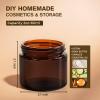 2oz Jars with Lids, HOA Kinh 40 Pack Amber Glass Jars with Lids Empty Cosmetic Containers Round Airtight Glass Jar with Black Lid for Storing Lotions Powders Ointments view 2