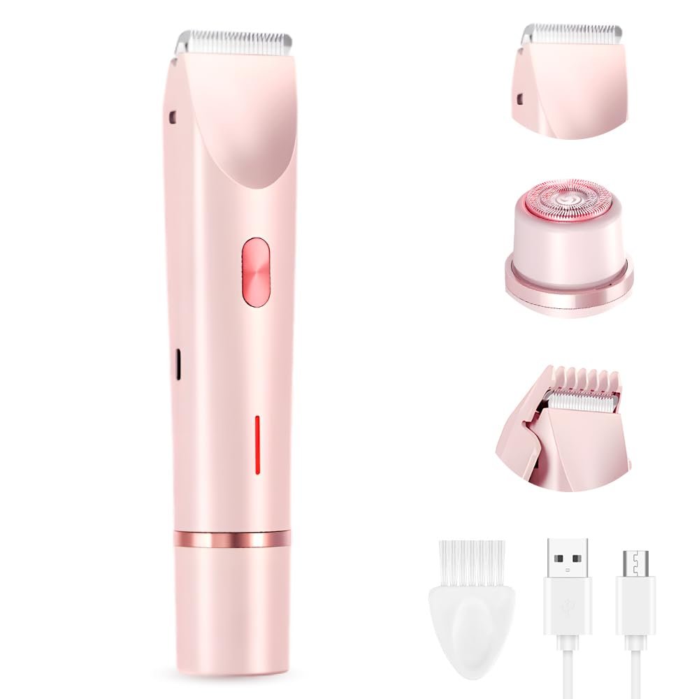 Women's Shave Hair Remover, 2026 New 2-in-1Rechargeable, Eletctric, Waterproof&Easy Women's Body Shaver for Facial Face Lip Chin Underarm Legs (Pink)