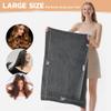 SUNLAND Microfiber Hair Towels Anti Frizz Hair Drying Towel Super Absorbent Fast Drying Turbans for Wet Curly Hair Soft Hair Towel Wrap with Elastic Band for All Hair Types 40 X 28 inches 2Pack Grey view 2