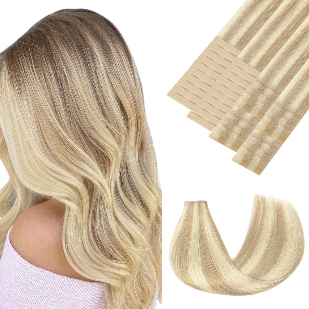 GOO GOO Invisi Edge Tape in Hair Extensions Set, Versatile Styling