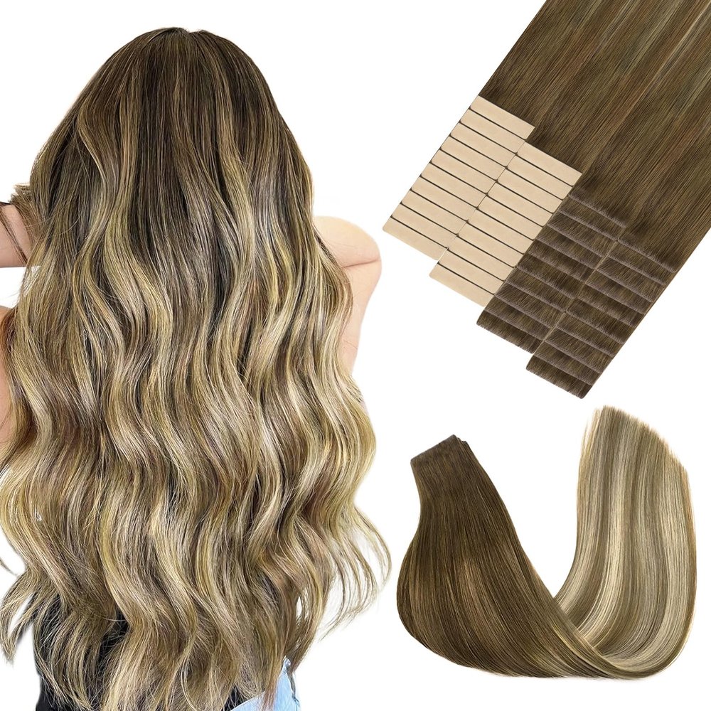 GOO GOO Invisi Edge Tape in Hair Extensions Set, Versatile Styling